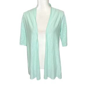 EILEEN FISHER Women's Petite Sm Organic Linen Short Sleeve Open Cardigan Beachy